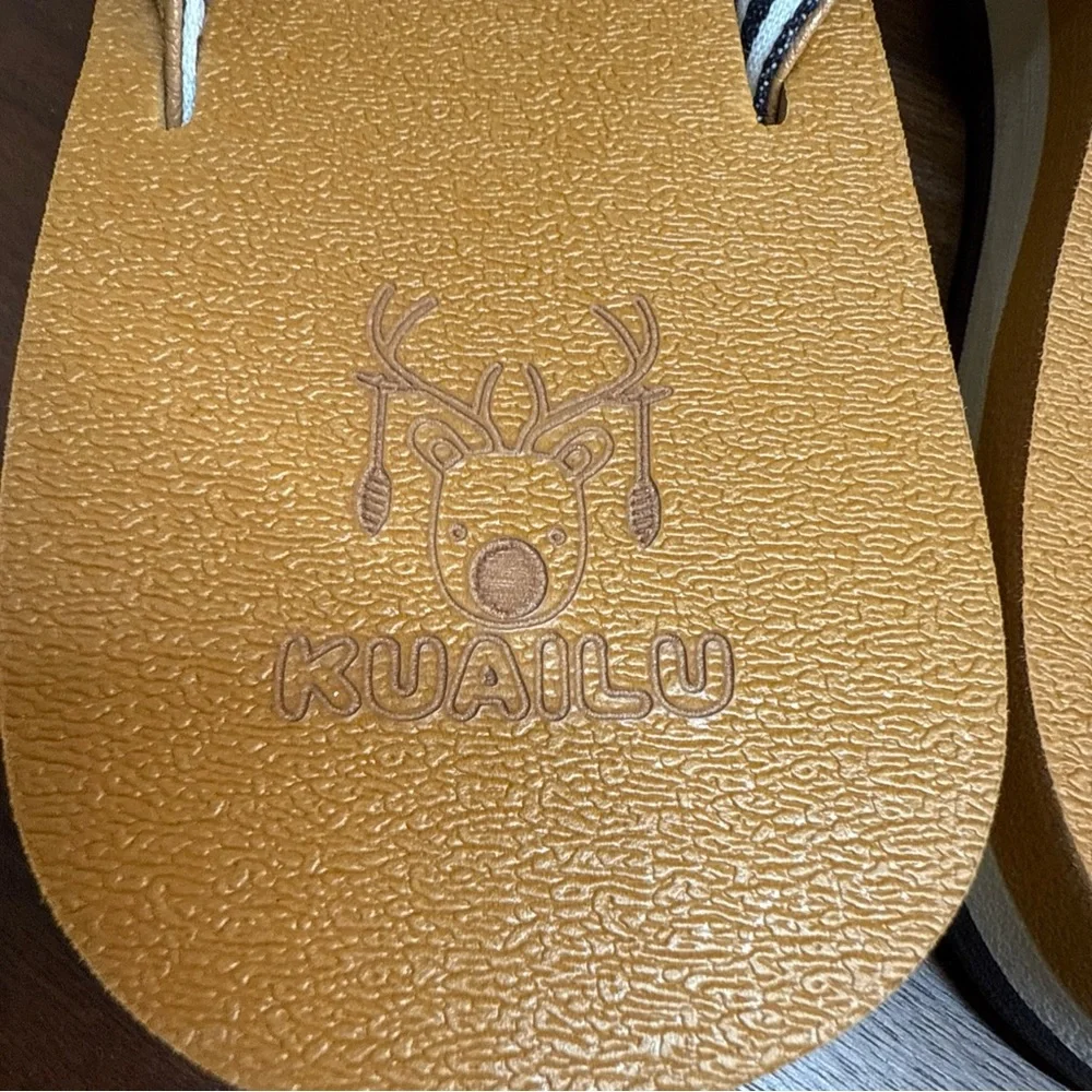 New KuaiLu Women's Flip Flops Sandals Tan Brown Foam Thong Sz 8.5 Yoga Beach